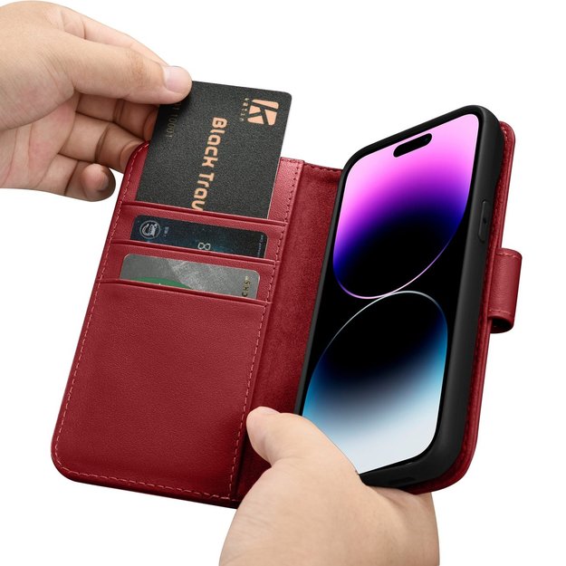 iCarer Wallet Case 2in1 Cover iPhone 14 Pro Max Leather Flip Cover Anti-RFID Red (WMI14220728-RD) 30