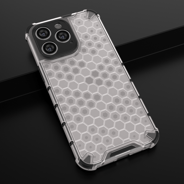 Honeycomb case for iPhone 14 Pro armored hybrid cover transparent 1
