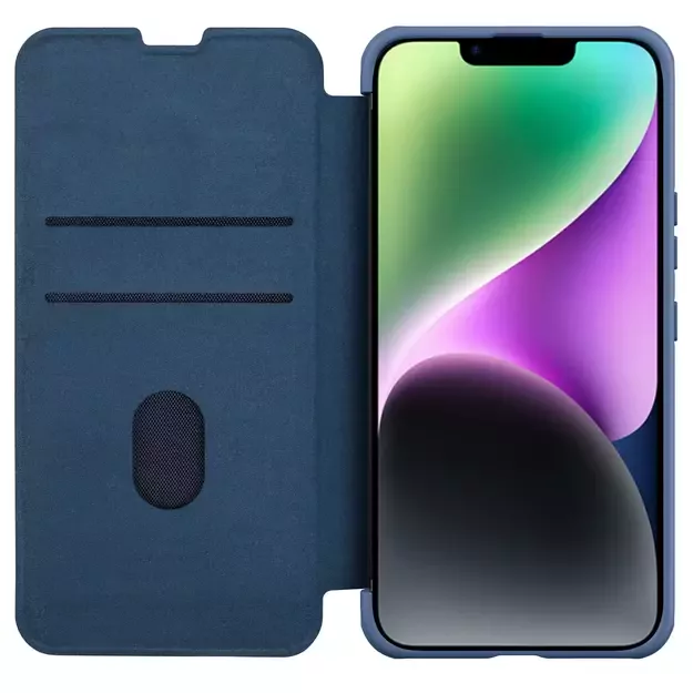 Nillkin Qin Cloth Pro Case Case for iPhone 14 Plus Camera Cover Holster Cover Flip Case Blue 12