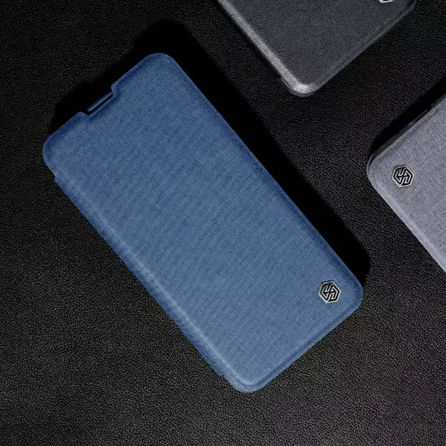 Nillkin Qin Cloth Pro Case Case for iPhone 14 Plus Camera Cover Holster Cover Flip Case Blue 25