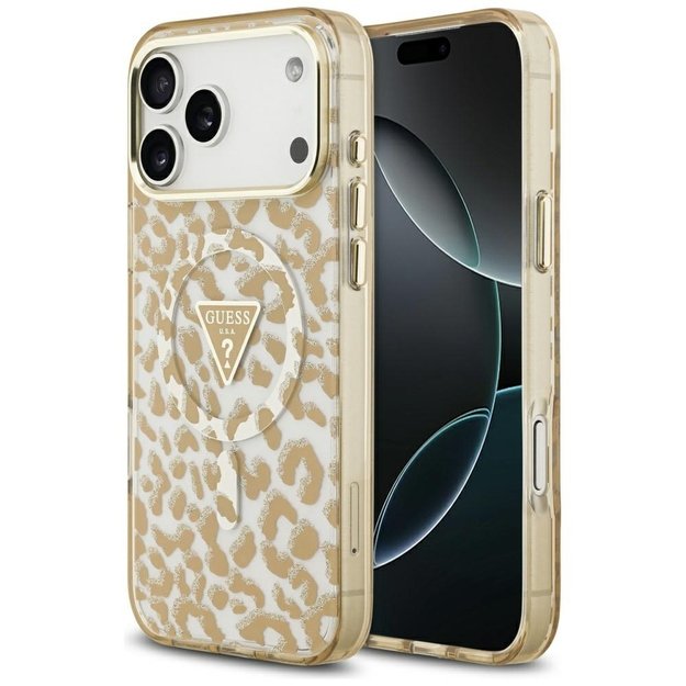Guess Leopard Glitter MagSafe Case for iPhone 17 Pro Max - Brown