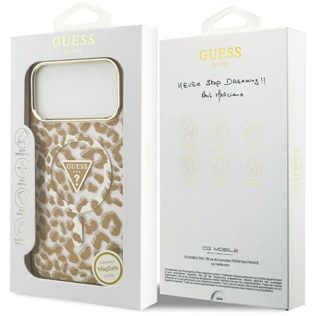 Guess Leopard Glitter MagSafe Case for iPhone 17 Pro Max - Brown 7