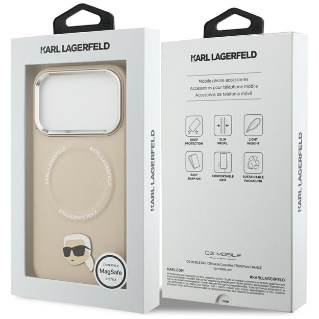 Karl Lagerfeld Karl Pin MagSafe Case for iPhone 17 Pro Max - Beige 7