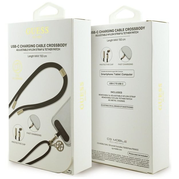 Guess CBDY 4G Charm USB-C / USB-C Cable 150cm - Black 3