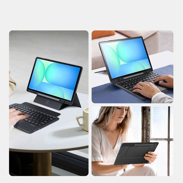 Etui z klawiaturą Dux Ducis (DK series) na Samsung Tab S10 FE+ (Plus) z podświetleniem - czarna 5