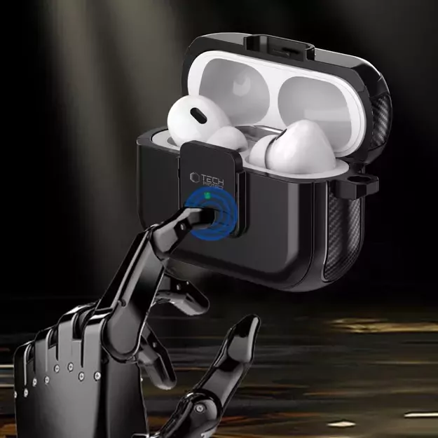 Tech-Protect Defender Hook MagSafe Case with Carabiner for Apple AirPods Pro 1 / 2 - Black 8