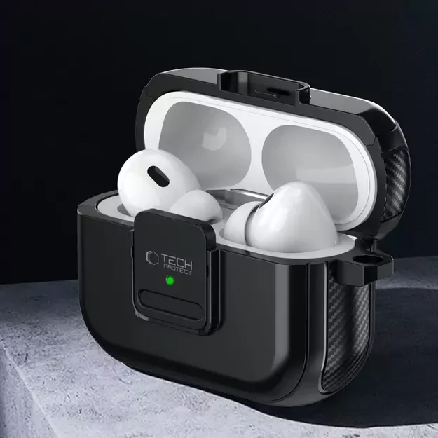 Tech-Protect Defender Hook MagSafe Case with Carabiner for Apple AirPods Pro 1 / 2 - Black 7