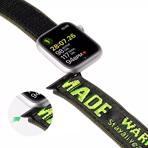Dux Ducis Strap (Outdoor Version) Apple Watch Ultra Strap, SE, 9, 8, 7, 6, 5, 4, 3, 2, 1 (49, 45, 44, 42 mm) Nylon Band Bracelet Black/Green 7