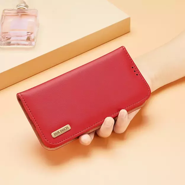 Dux Ducis Hivo Leather Flip Cover Genuine Leather Wallet for Cards and Documents iPhone 14 Plus Red 12