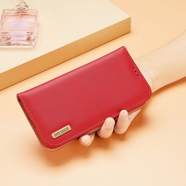 Dux Ducis Hivo Leather Flip Cover Genuine Leather Wallet for Cards and Documents iPhone 14 Plus Red 38