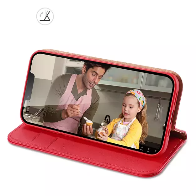 Dux Ducis Hivo Leather Flip Cover Genuine Leather Wallet for Cards and Documents iPhone 14 Plus Red 3