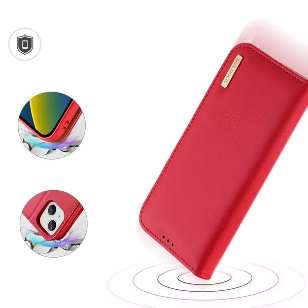 Dux Ducis Hivo Leather Flip Cover Genuine Leather Wallet for Cards and Documents iPhone 14 Plus Red 2