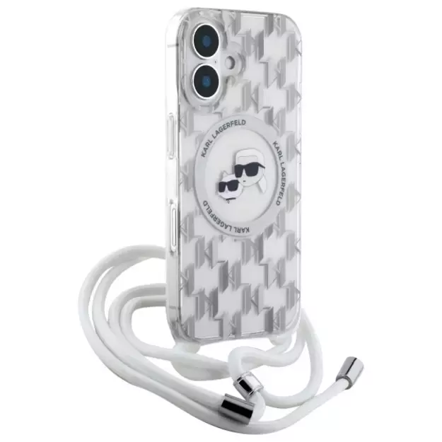 Karl Lagerfeld IML Crossbody Monogram Karl &amp  Choupette Head MagSafe iPhone 16 Case - Clear 2