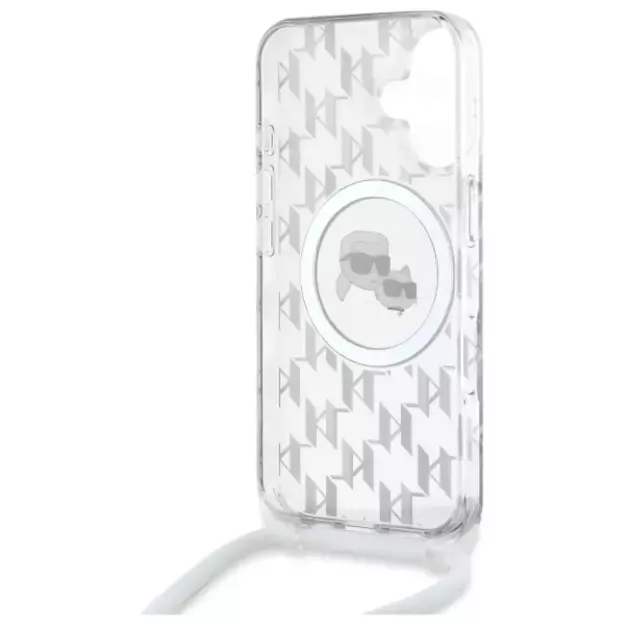 Karl Lagerfeld IML Crossbody Monogram Karl &amp  Choupette Head MagSafe iPhone 16 Case - Clear 5