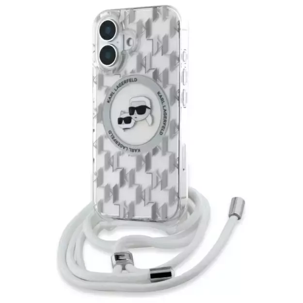Karl Lagerfeld IML Crossbody Monogram Karl &amp  Choupette Head MagSafe iPhone 16 Case - Clear