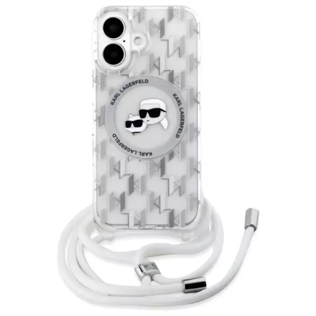 Karl Lagerfeld IML Crossbody Monogram Karl &amp  Choupette Head MagSafe iPhone 16 Case - Clear 1