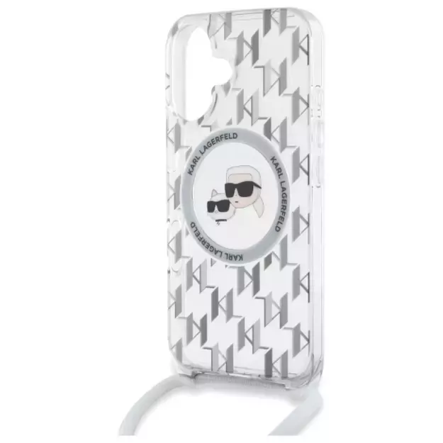 Karl Lagerfeld IML Crossbody Monogram Karl &amp  Choupette Head MagSafe iPhone 16 Case - Clear 4