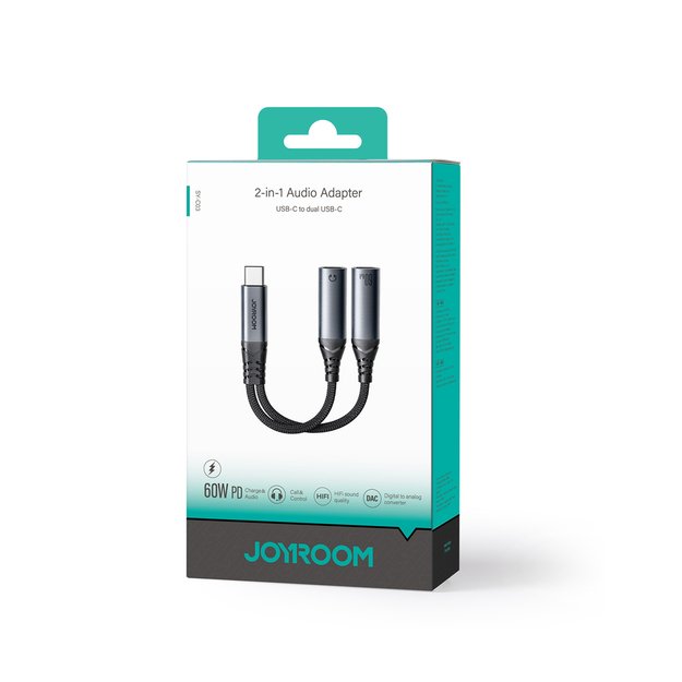 Joyroom SY-C03 USB-C to 2x USB-C 2in1 DAC adapter - black 4