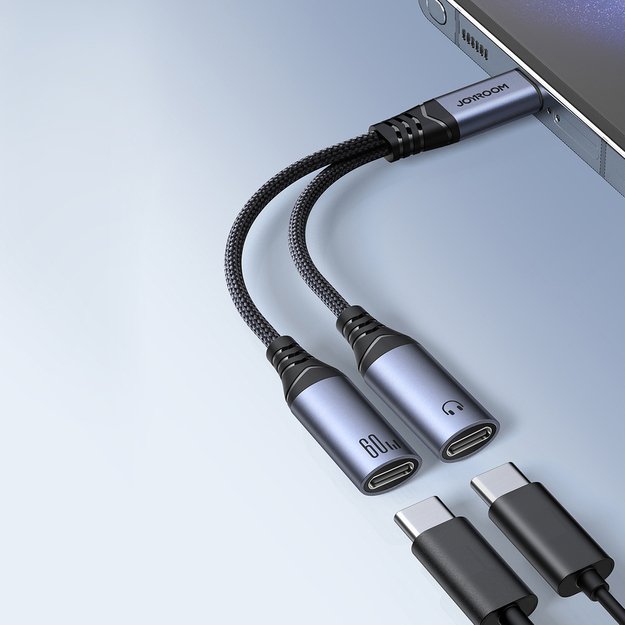 Joyroom SY-C03 USB-C to 2x USB-C 2in1 DAC adapter - black 1