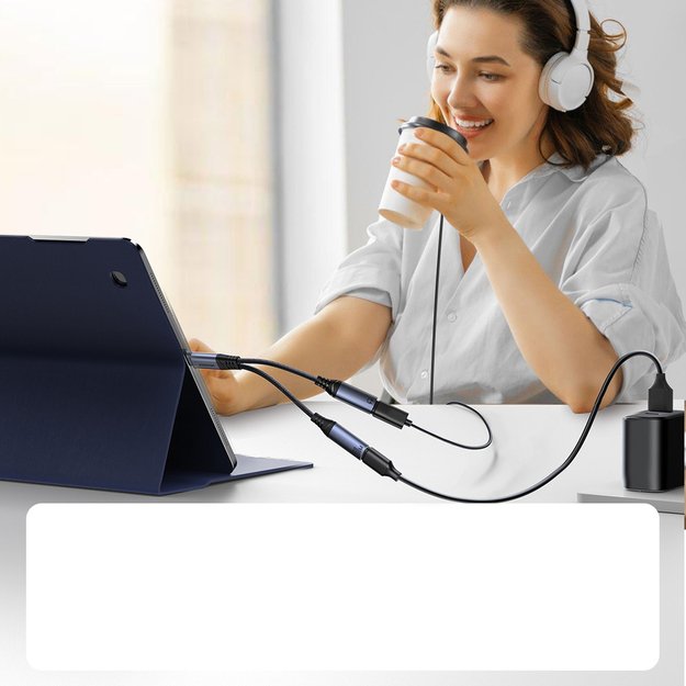 Joyroom SY-C03 USB-C to 2x USB-C 2in1 DAC adapter - black 2