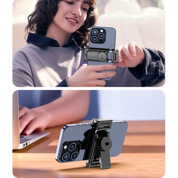 Selfie stick WC1Y2S 1.3m aluminum alloy telescopic tripod with phone holder - black 14
