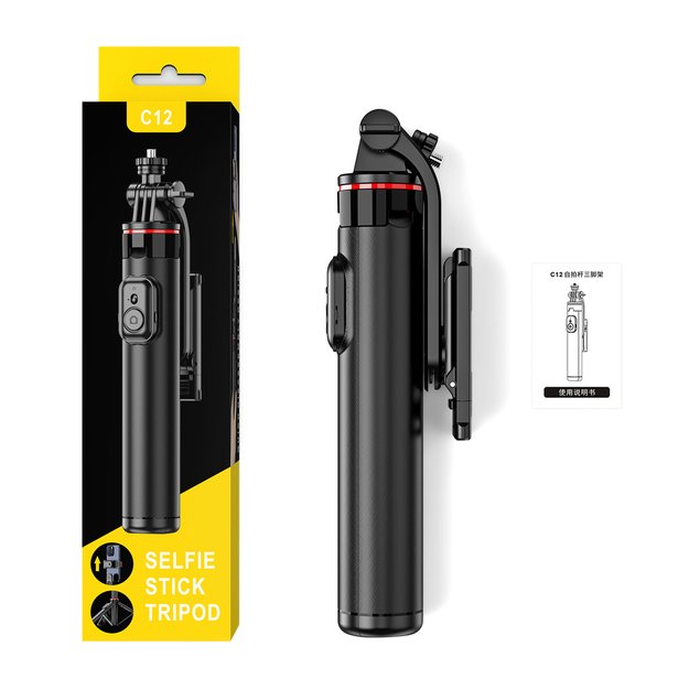 Selfie stick WC1Y2S 1.3m aluminum alloy telescopic tripod with phone holder - black 13