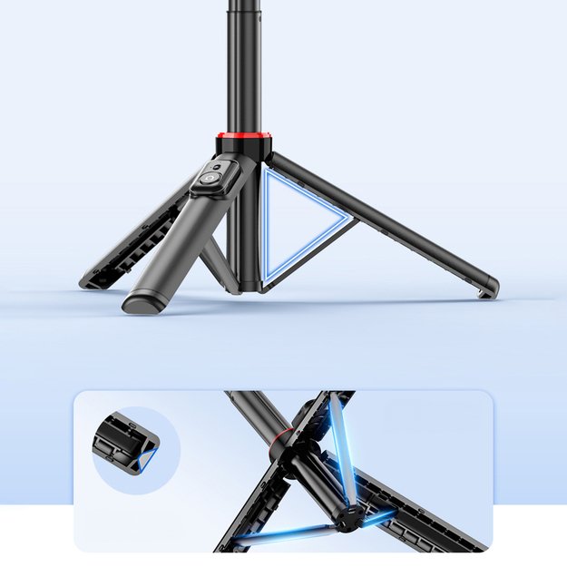 Selfie stick WC1Y2S 1.3m aluminum alloy telescopic tripod with phone holder - black 10