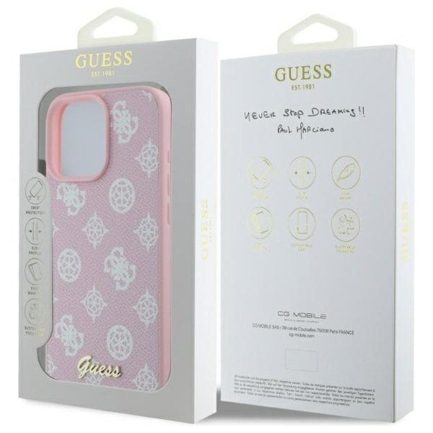 Guess Peony Script MagSafe iPhone 16 Pro Max Case - Pink 7