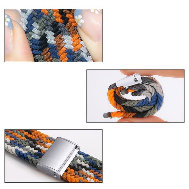 Braided Fabric Strap Bracelet Strap Fabric Band for Apple Watch 42 / 44 / 45 / 49 mm - Multicolor 3