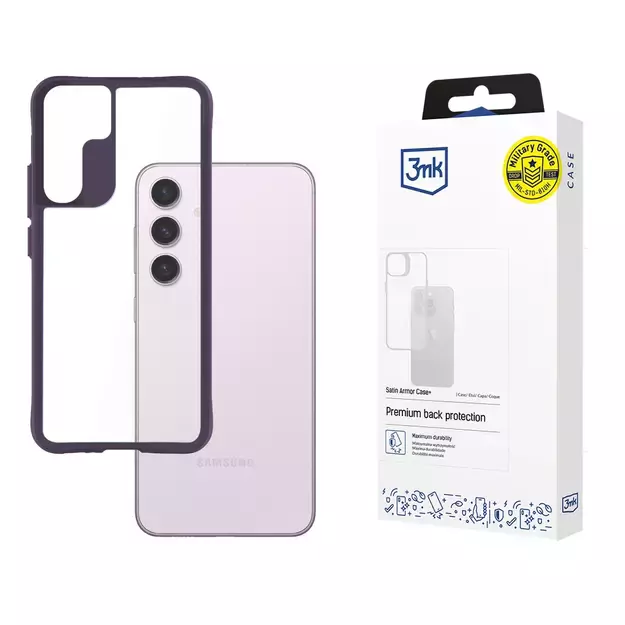 3mk Satin Armor Case+ Purple for Samsung Galaxy S24 - Transparent