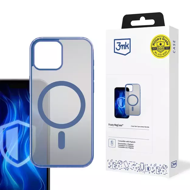 3mk Frosty MagCase Blue Case for Apple iPhone 15 - Transparent