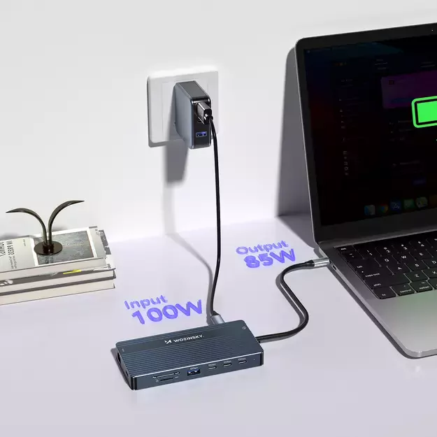 USB-C Hub 14 in 1 Wozinsky WDS03Y5S Multifunctional, Aluminum, for 3 Monitors, with 15 cm Cable - Gray 3