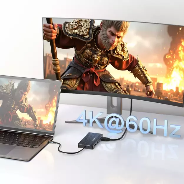 USB-C Hub 14 in 1 Wozinsky WDS03Y5S Multifunctional, Aluminum, for 3 Monitors, with 15 cm Cable - Gray 7
