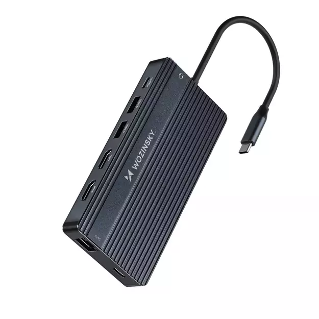 USB-C Hub 14 in 1 Wozinsky WDS03Y5S Multifunctional, Aluminum, for 3 Monitors, with 15 cm Cable - Gray 1