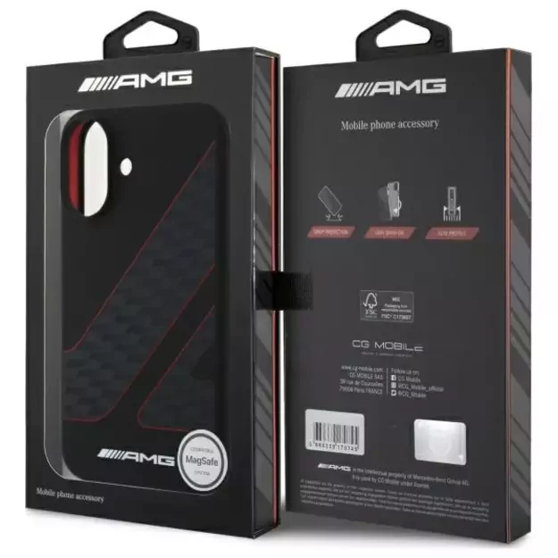 AMG Checkered Flag Pattern MagSafe iPhone 16 Case - Black 14