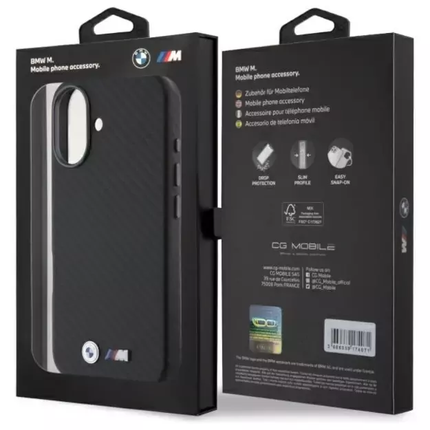 BMW Carbon Wrapped Metal iPhone 16 Case - Black 2