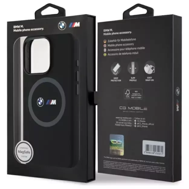 BMW M Silicone Printed Ring MagSafe Case for iPhone 16 Pro Max - Black 14