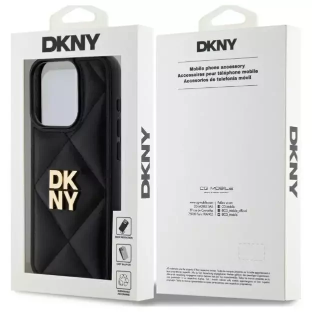 DKNY Quilted Stack Logo iPhone 15 Pro Case - Black 13