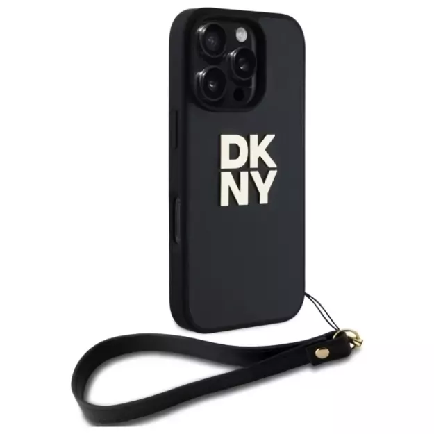 DKNY Wrist Strap Stock Logo iPhone 16 Pro Max Case - Black 2
