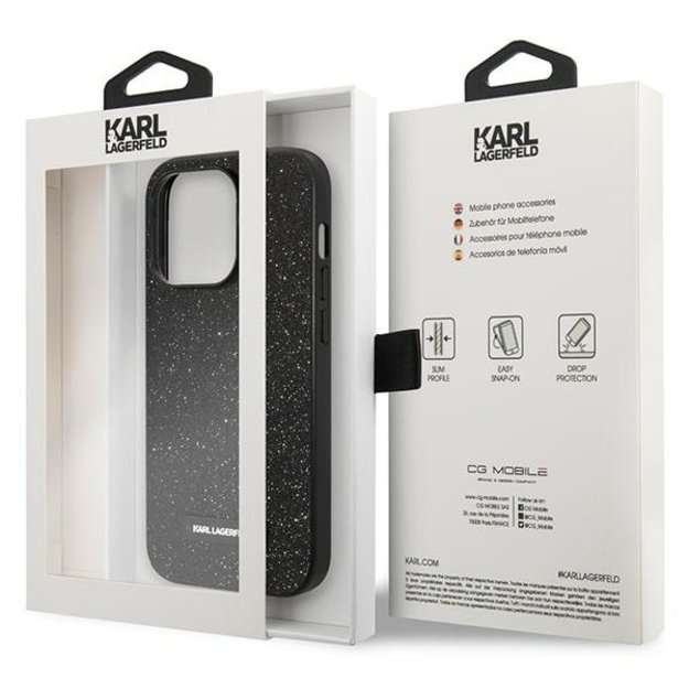 Karl Lagerfeld KLHCP14LG2ELK iPhone 14 Pro 6.1 &quot hardcase black / black Glitter Plaque Logo 7