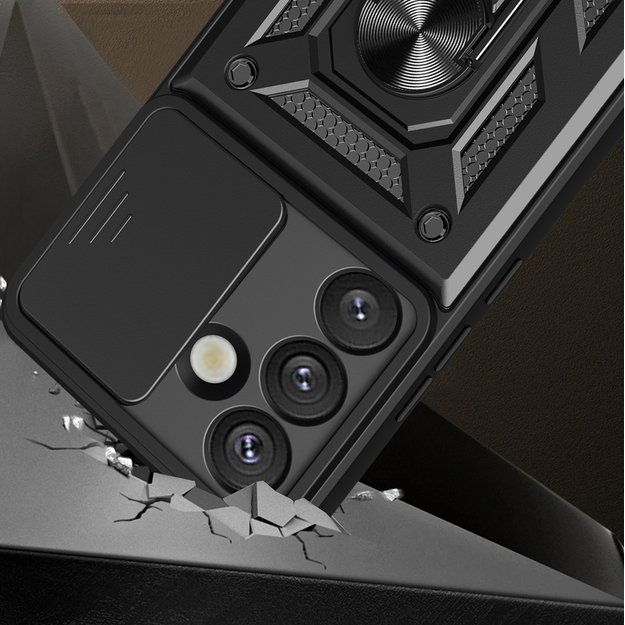 Hybrid Armor Camshield Armored Case with Stand and Camera Cover for Xiaomi 15 5G - Black 1