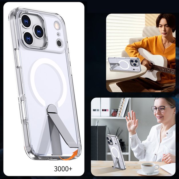 Hybrid Armor X Case for iPhone 17 Pro with Stand, Compatible with MagSafe - Transparent 6