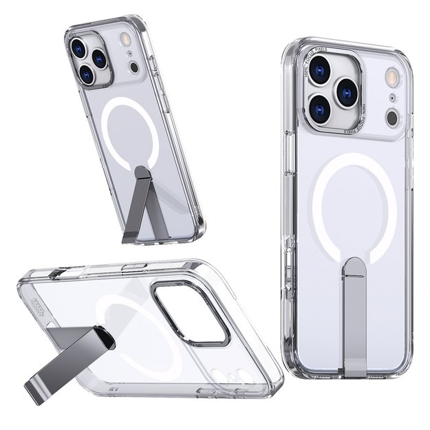 Hybrid Armor X Case for iPhone 17 Pro with Stand, Compatible with MagSafe - Transparent 1