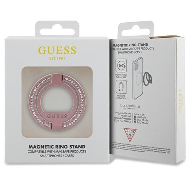 Guess MagSafe Ring stand GUMRSALDGP pink/pink Rhinestone 3