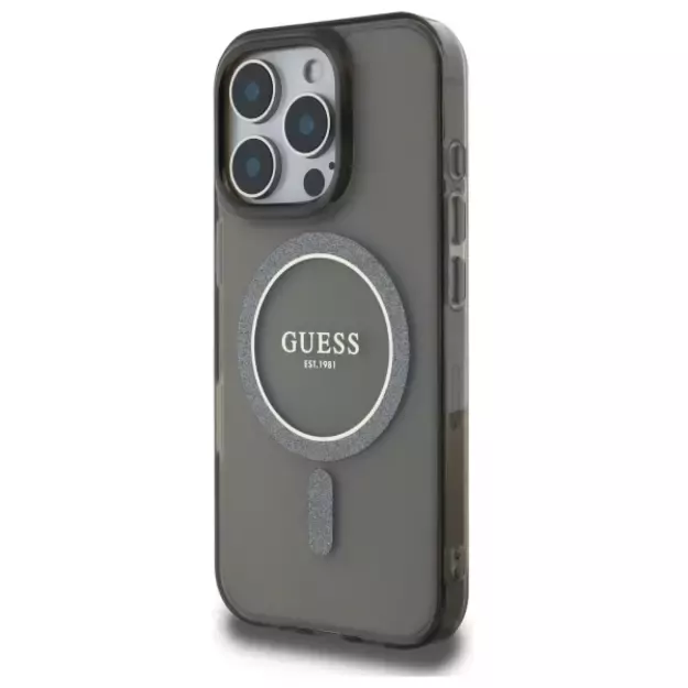 Guess IML Glitter Circle MagSafe case for iPhone 16 Pro - black 8