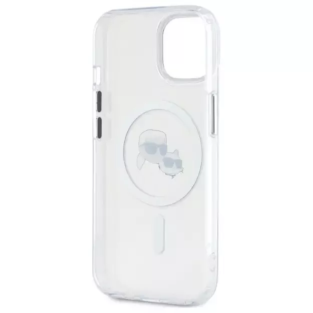 Karl Lagerfeld IML Metal Karl&amp Choupette Head MagSafe iPhone 14 Case - White 13