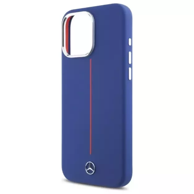 Mercedes Silicone Red Stripe MagSafe Case for iPhone 16 Pro Max - Navy Blue 2