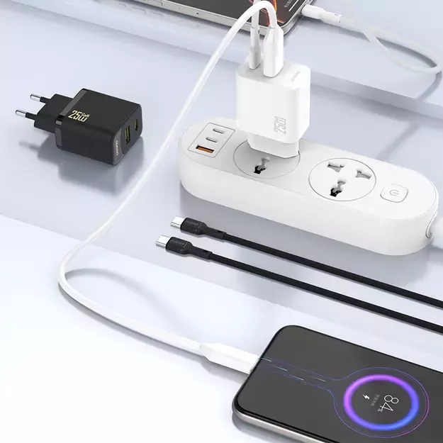 Dudao A26T GaN 25W USB-A, USB-C Charger - Black 1