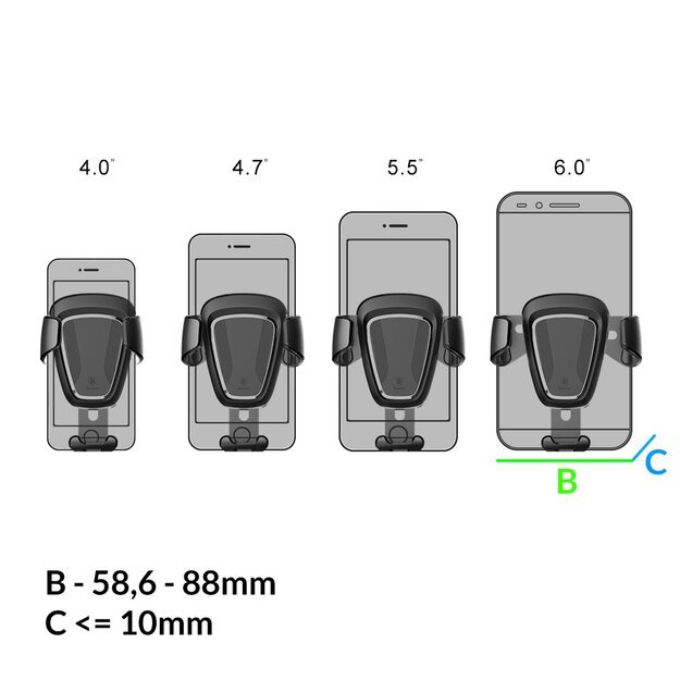 Baseus Gravity Car Mount gravity air vent car holder for 4-6  phone black (SUYL-01) 9