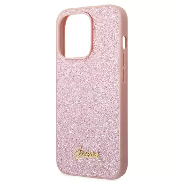 Guess GUHCP14XHGGSHP iPhone 14 Pro Max 6,7  różowy/pink hard case Glitter Script 5